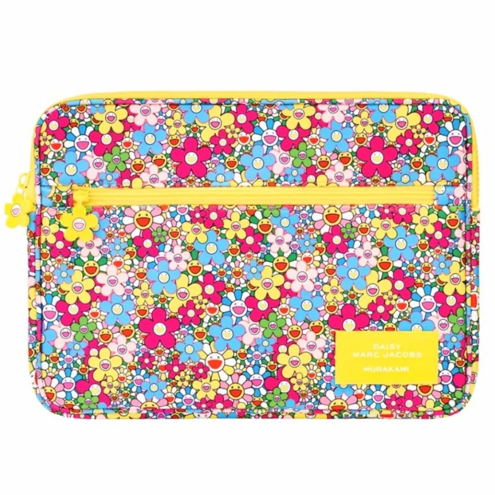 Marc Jacobs Murakami Multi-Color Flower Print Laptop Sleeve Bag with Daisy Charm